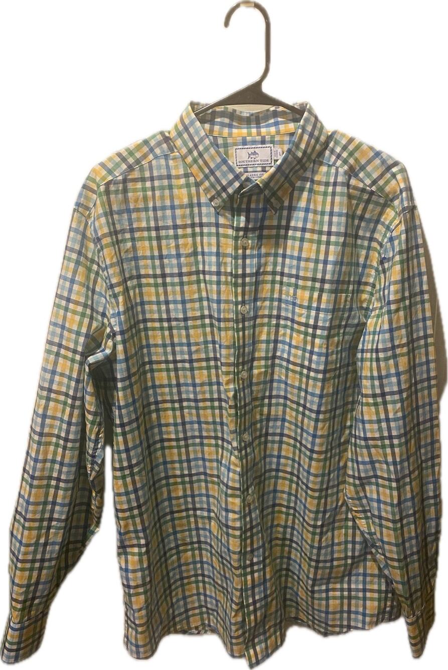 Southern Tide Long Sleeve Plaid Sport Shirt - Men's Size Large - Classic Fit